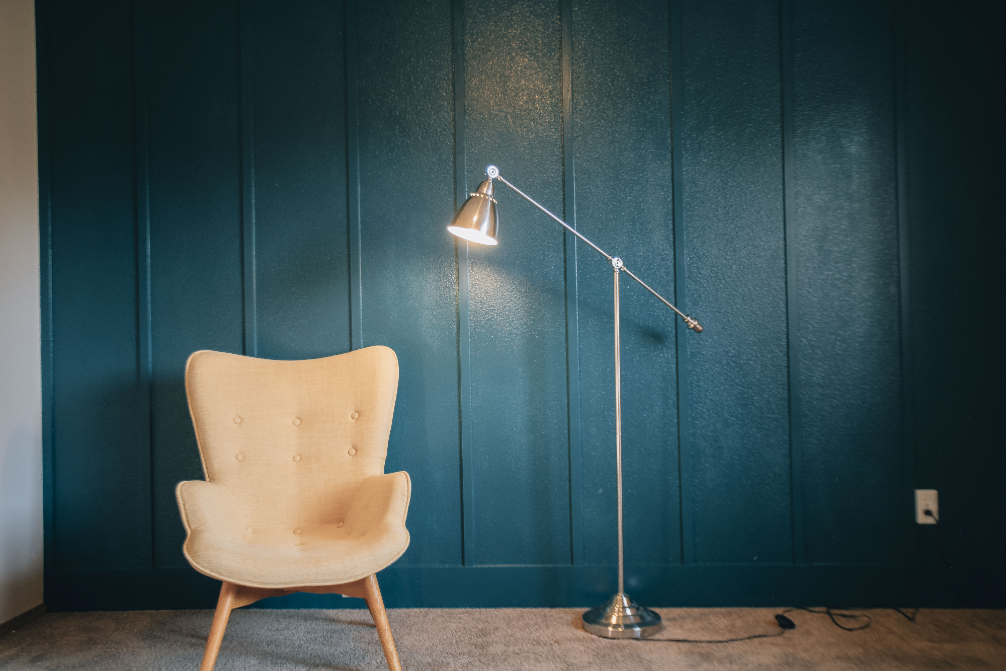 DIY Accent Wall Simple Craftsman Vertical Lines Woodgrain